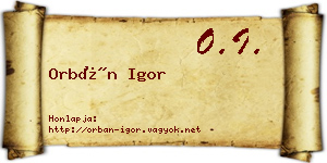Orbán Igor névjegykártya