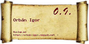 Orbán Igor névjegykártya
